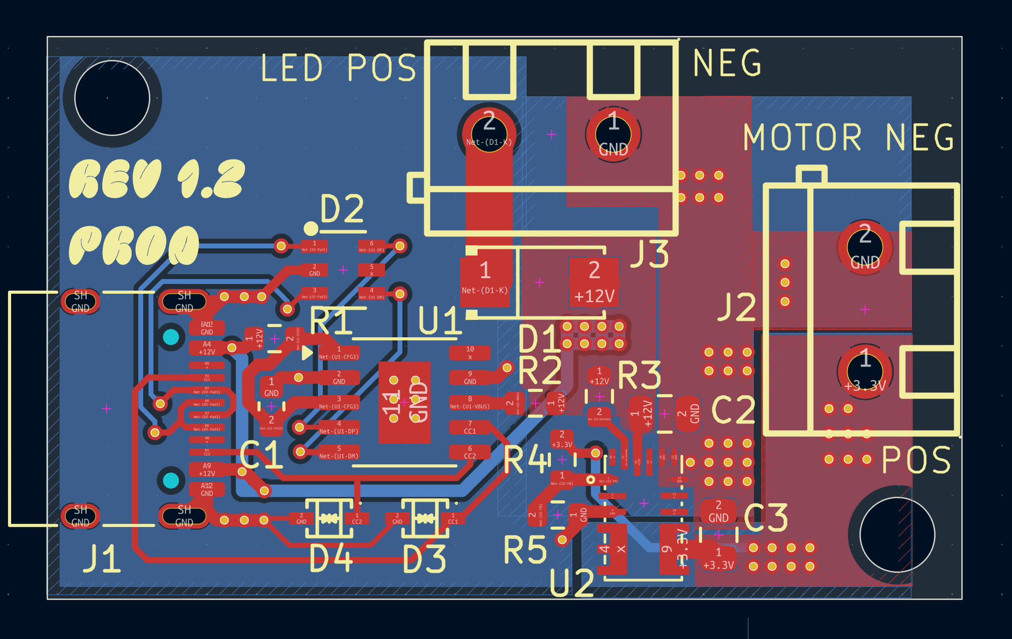 Custom PCB, designed in KiCad