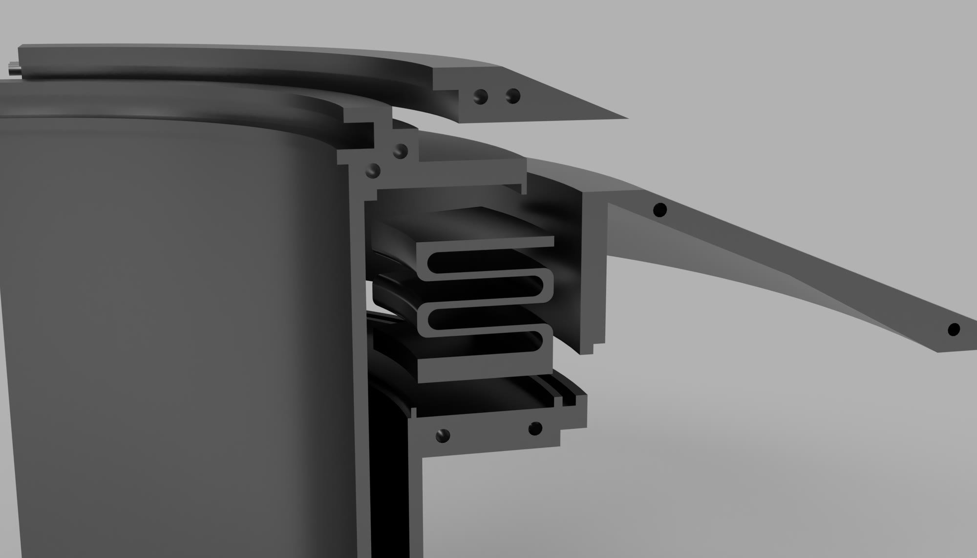 Section through the press mechanism